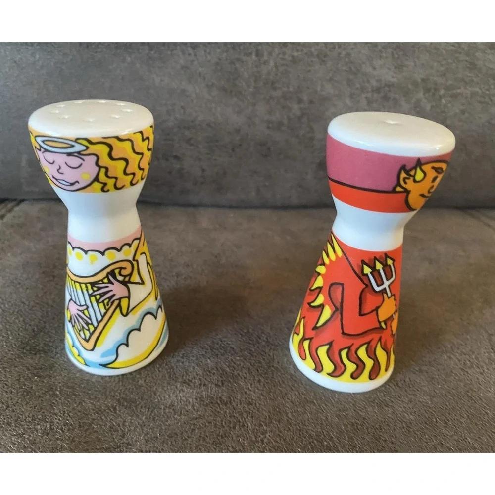 Ritzenhoff Tim Davies Angel Devil Salt & Pepper Shakers German Unique Good Evil